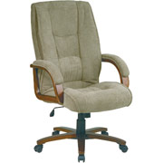 Office Star Pillow Back Executive Chair, Sage Fabric with Manchester Wood