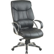 Office Star Pro-Line II High-Back Black Leather Executive Chair with Chrome Finish