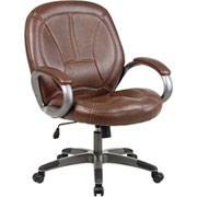 Office Star Rust Leather Executive Chair with Pewter Finish Frame