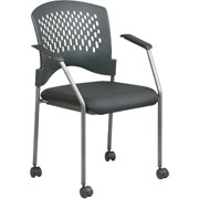 Office Star Stackable Titanium Finish Rolling Visitor's Chairs