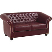 Office Star Traditional Burgundy Faux Leather Loveseat