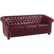 Office Star Traditional Burgundy Faux Leather Sofa