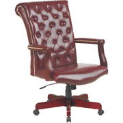 Office Star Traditional Oxblood Leather Executive Chair with Mahogany Wood Finish