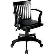 Office Star Wood Banker's Desk Chairs, Black with Black Vinyl Pad