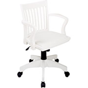 Office Star Wood Banker's Desk Chairs, White with White Vinyl Pad