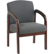 Office Star Wood Guest Chair, Mahogany Wood with Graphite Fabric