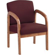 Office Star Wood Guest Chair, Medium Oak with Ruby Fabric