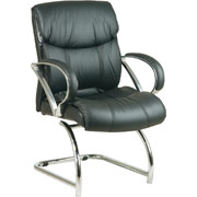 Office Star Work Smart Glove Soft Black Leather Guest Chair with Chrome Finish