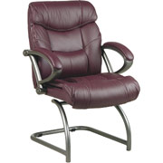 Office Star Work Smart Glove Soft Leather Guest Chair, Wine with Pewter Frame