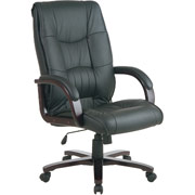 Office Star Work Smart High-Back Leather Executive Chair, Mahogany Wood Finish