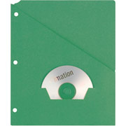 Oxford Recycled Slash Pocket Project Folders, 3-Hole Punched, Green