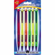 PaperMate Clickster Mechanical Pencils .7mm, Assorted Barrels, 6 Pack