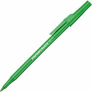 PaperMate Stick Pens, Medium Point, Green, Dozen
