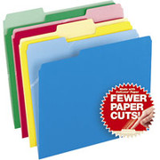 Pendaflex Cutless File Folders, Letter Size, 3 Tab, Assorted Colors, 100/Box