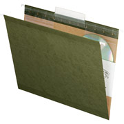 Pendaflex Ready-Tab Hanging File Folders, Letter, 3 Tab, Standard Green, 25/Box