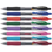 Pilot G-2 Retractable Gel-Ink Pens, Fine Point, Assorted, 8/Pack
