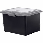 Plastic Hinged File Boxes w/Lid, Black