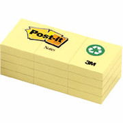 Post-it 1 1/2" x 2" Recycled Canary Yellow Flat Notes