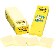 Post-it 3" x 3" Canary Yellow Flat Notes with Cabinet Pack, 24 Pack