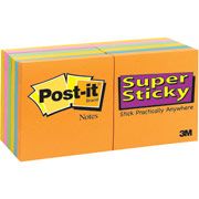 Post-it 3" x 3" Neon Assorted Colors  Super Sticky Notes