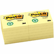 Post-it 3" x 3" Recycled Canary Yellow Flat Notes