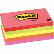 Post-it 3" x 5" Assorted Neon Flat Notes