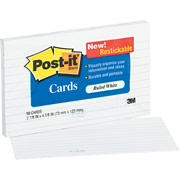 Post-it 3" x 5" Restickable Index Cards, Ruled