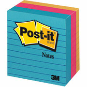 Post-it 4" x 4" Assorted Ultra Line-Ruled Flat Notes