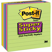 Post-it 4" x 4" Line-Ruled Assorted Color Super Sticky Notes