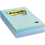 Post-it 4" x 6" Assorted Aquatic Line-Ruled Flat Notes
