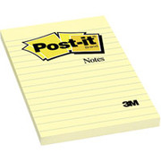 Post-it 4" x 6" Canary Yellow Line-Ruled Flat Notes, 12 Pack