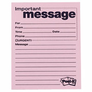 Post-it "Important Message" Telephone Message Pads, Pink