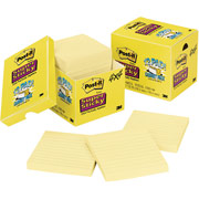 Post-it Super Sticky 4" x 4" Line-Ruled Canary Yellow Notes, 12 Pack