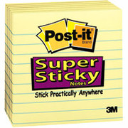 Post-it Super Sticky 4" x 4" Line-Ruled  Canary Yellow Notes, 6 Pack