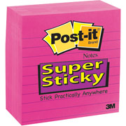 Post-it Super Sticky 4" x 4" Pop-up Notes, Fireball Fuchsia, Line Ruled