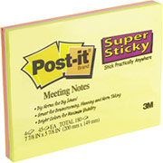Post-it Super Sticky 6" x 8" Assorted Neon Meeting Notes