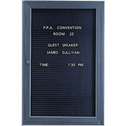 Quartet Steel Magnetic Message Board with 1 Hinged Door, Graphite Finish Aluminum Frame, 24w x 36h