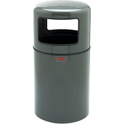 Rubbermaid Atrium Fiberglass 28-Gallon Waste Container Series, Dome Top, Gray