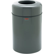 Rubbermaid Atrium Fiberglass 28-Gallon Waste Container Series, Radius Top, Gray