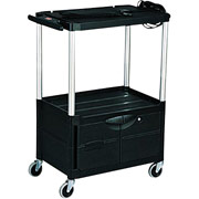 Rubbermaid Media Master Three-Shelf Audio-Visual 42" Open Electronic Media Cart/Cabinet