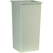 Rubbermaid Untouchable 23-Gallon Plastic Waste Receptacle, Beige, 28"H