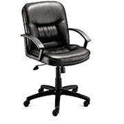 SAFCO 3470 Series Leather Exeuctive Mid Back Swivel/Tilt Chair, Black