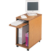 SAFCO Deskside Mini Mobile Workstation, Med Oak