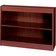 SAFCO Workspace Square Edge Veneer 2 Shelf Bookcase, Mahogany