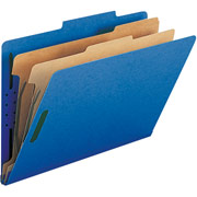 SJ Paper Colored Classification Folders, Letter, 2 Partitions, Blue, 25/Box