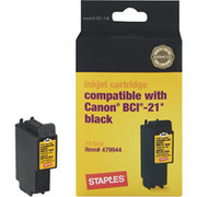 STAPLES Black Ink Cartridge Compatible with Canon BCI-21