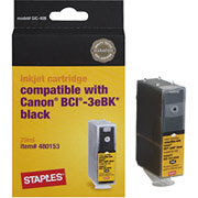 STAPLES Black Ink Cartridge Compatible with Canon BCI-3eBk