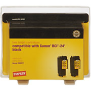 STAPLES Black Ink Cartridges Compatible with Canon BCI-24, 2/Pack