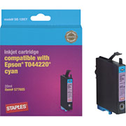 STAPLES Cyan Ink Cartridge Compatible with Epson T044220