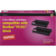 STAPLES Fax Cartridge Compatible with Brother PC-301, 2/Pack